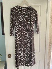 David Nieper Ruched Front Multi Spot  Print Stretch Jersey Midi Dress  - Size 12