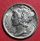 1941 US Mercury SILVER Dime "Philadelphia" Mint! WW2 Choice AU! Old US Coin!