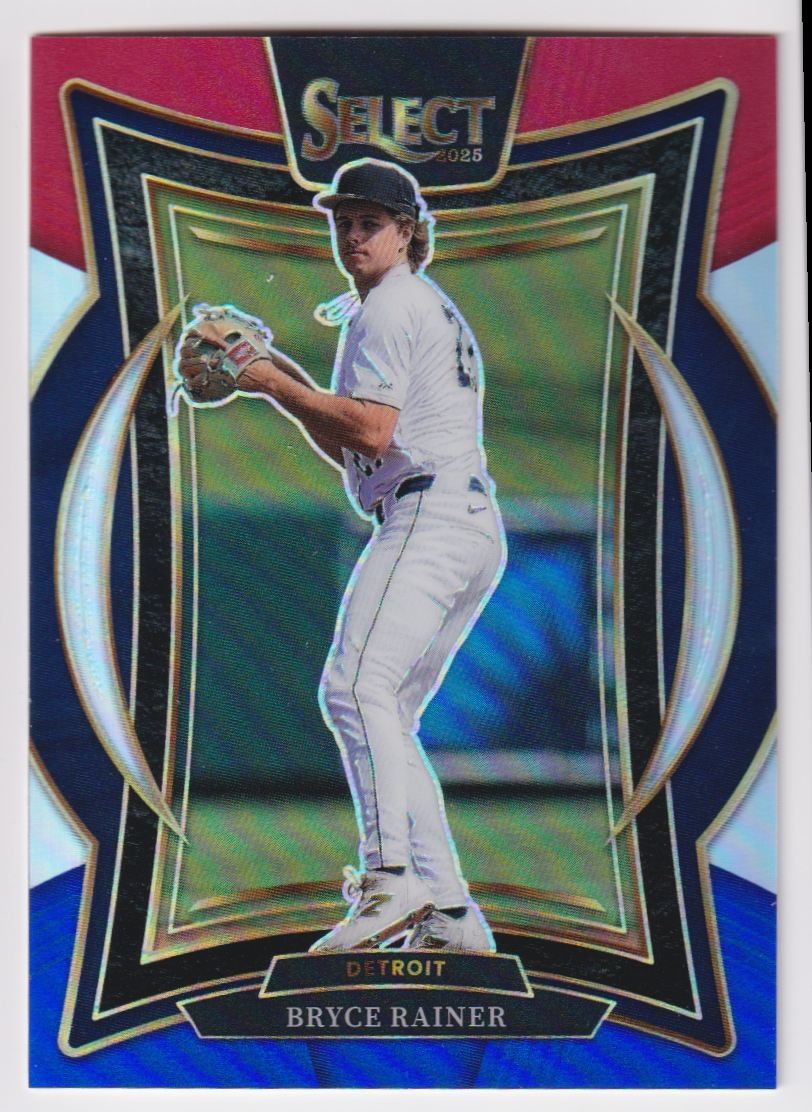 2025 Panini Select Red and Blue Prizms /399 Bryce Rainer 182/399 Detroit Tigers