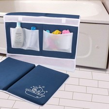 Baby Bath Kneeler and Elbow Rest -1.5" Thick Kneeling Pad with Organizer - La...