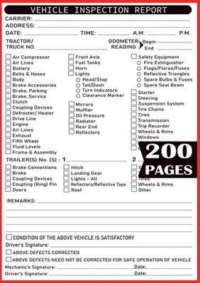 Driver Vehicle Inspection Report Book: Vehicle's Daily Checklist...