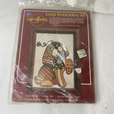 Boye Rush n Punch Loop Embroidery Kit Calico Pup Art No 7901 Vintage