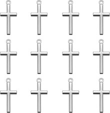 100 Pieces Metal Smooth Surface Pocket Small Cross Charms Bulk Crucifix Pendants
