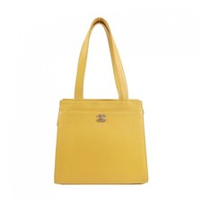 Chanel Caviar Skin Shoulder Bag Women Yellow One Size