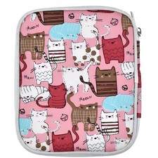 Double Layers Empty Crochet Hook Case Colorful Cat 11x18cm