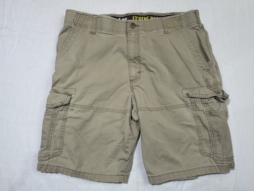 LEE Extreme Motion Cargo Shorts Mens 36 Beige Outdoor Workwear Grunge FLAW