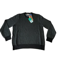 Fair Harbor The Tidal Sweater Mens Size L Navy Blue Birdseye Stretch Pullover