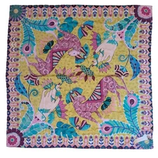 NWT Talbots Art Of The Scarf 2018 Hannah Davies Silk Scarf Pink Leopards Floral