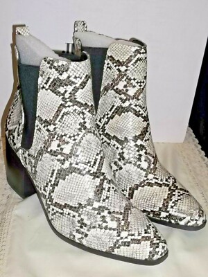 JUSTFAB ABBY WOMEN'S ANKLE BOOTS  SNAKESKIN BLACK MULTICOLOR SIZE 8.5 NEW