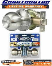 Constructor Passage Door Knob No Key Handle Lock Hallway / Closet Satin Nickel