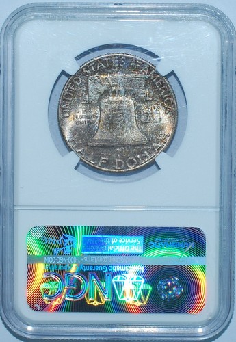 1949 S NGC MS66+FBL Full Bell Lines Franklin Half Dollar Mint Set Toned - Picture 2 of 2