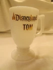 Vintage Disneyland Milk Glass Mug White with Gold Footed Bottom