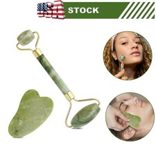 Green Jade Roller  Gua Sha Face Body Eye Facial Therapy Massager Stone Beauty