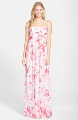 Donna Morgan 'Stephanie' Strapless Ruched Chiffon Gown (size 18)  *