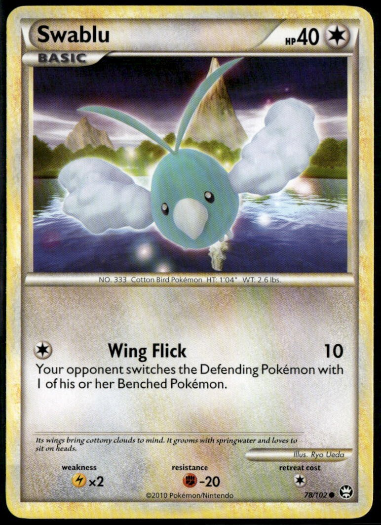 Swablu Common - HGSS Triumphant 78/102 2010 LP+ Pokemon Card
