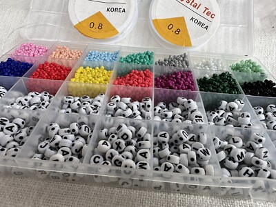 Buchstabenperlen Buchstaben a-Z Herz Perlen 0,8mm Crystal Tec Elastik Armband