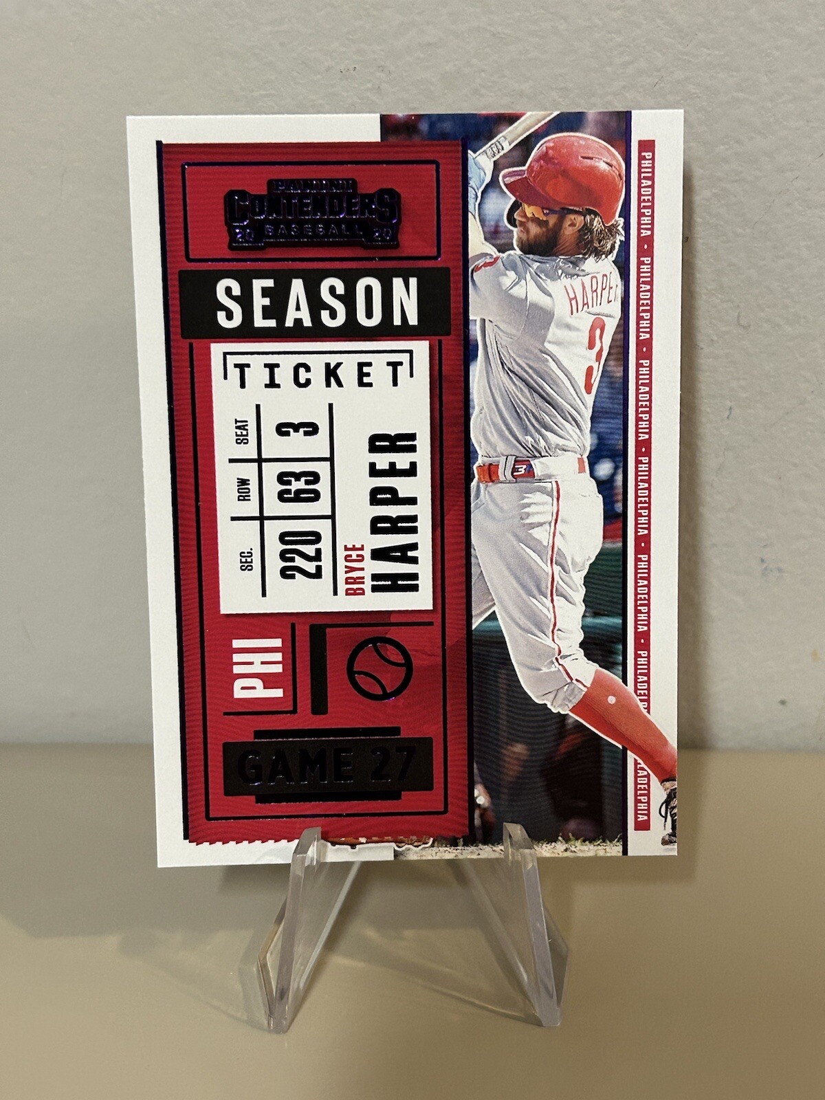 2020 Panini Contenders Season Ticket Purple Parallel Bryce Harper #25 Phillies