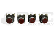 LOT OF 4 ALLEN BRADLEY 800T-B... /T PUSH BUTTON RED W/ 800T-XD2 /D CONTACT BLOCK