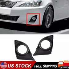 For Lexus IS250 IS350 2011-2013 2PC Front Fog Light Lamp Black Cover Bezel LH&RH