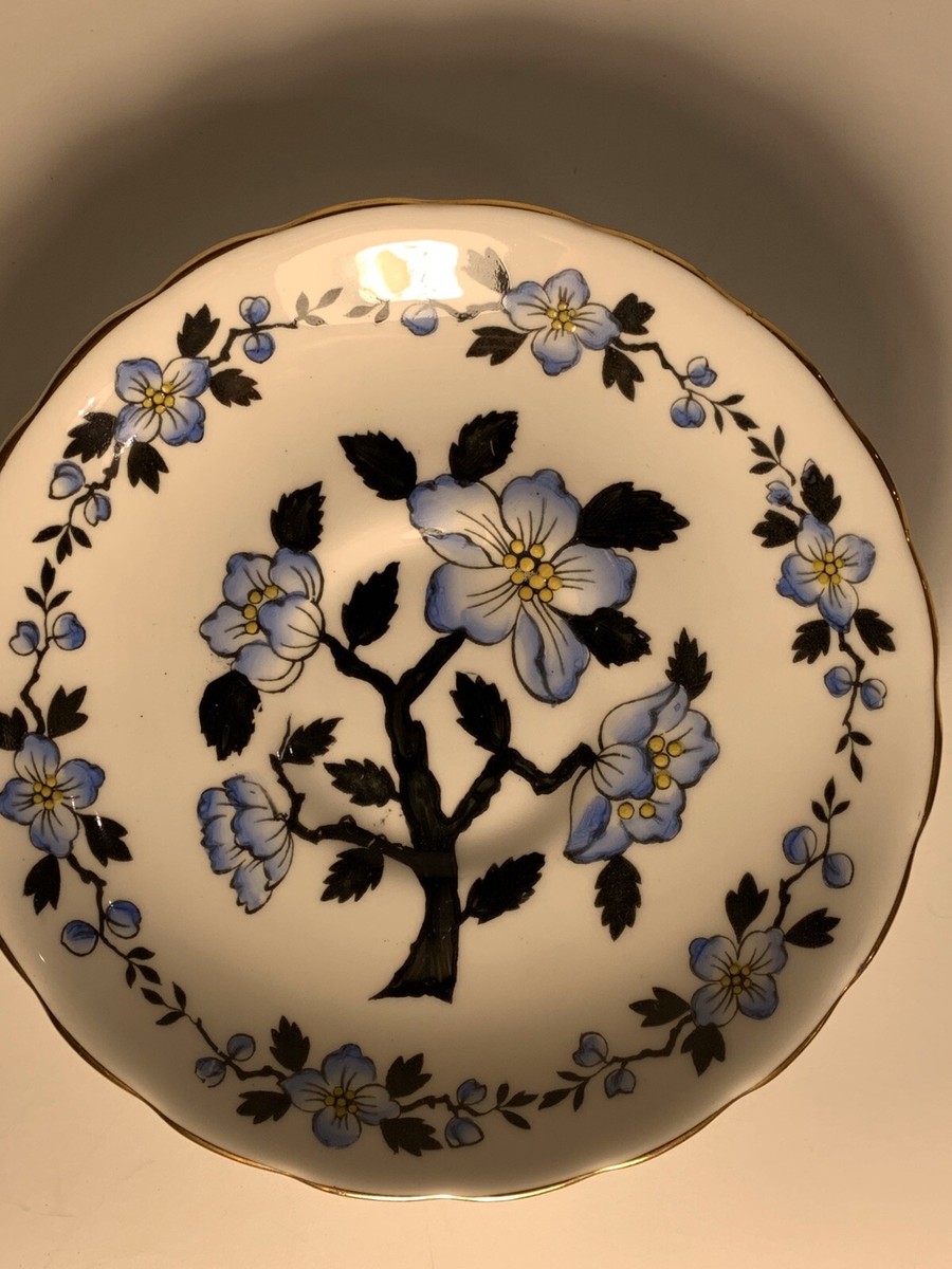 Vintage Tuscan Fine English Bone China White W/Blue Floral Teacup