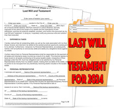 2024 Last Will and Testament Kit: Blank Legal Last Will Testament Forms