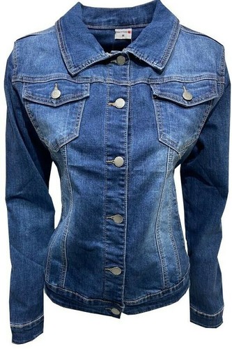 GIUBBOTTO JEANS DONNA GIACCA PRIMAVERILE COLLETTO GIUBBINO TASCHE SLIM  JACKET | eBay