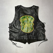 Vintage Long Beach Berets Motorcycle Club Leather Vest African American MC 2XL