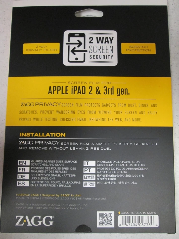 Apple Ipad - 2 Way Privacy Screen Filter - Zagg 2nd & 3rd Gen - Image 3 of 3