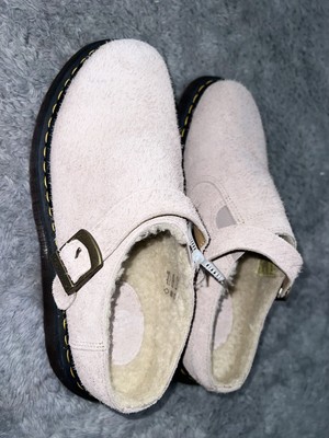 Dr Martens Isham Clogs Vintage Taupe Long Napped Suede Buckle Fur Lined Dr Martens Isham Clogs Vintage Taupe Long Napped Suede  main image 3