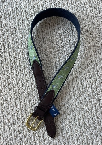 Vineyard Vines Boys Belt Light Green Swordfish Leather Metal Buckle Size 24”