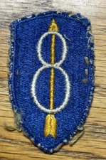 ORIGINAL WWII/1950’s - U.S. 8th DIVISION PATCH CUT EDGE - WORN SALTY