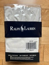 NIP Vintage Ralph Lauren Avery White Damask STANDARD Sham with Ruffled Edge