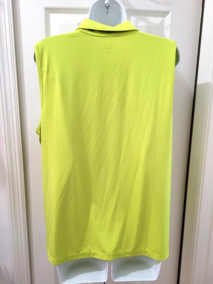Top sin mangas de golf Izod ropa deportiva amarillo neón elástico para mujer talla XL Foto 3 de 4