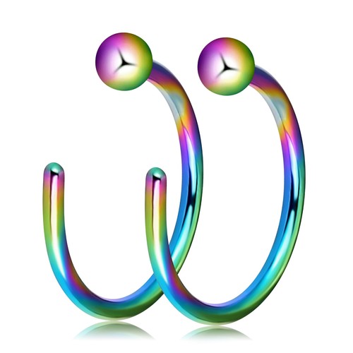 10-50pcs Nose Ring Hoop C-Shape Fake Surgical Steel Lip Ear Clip-On Piercing 20G - Picture 13 of 23