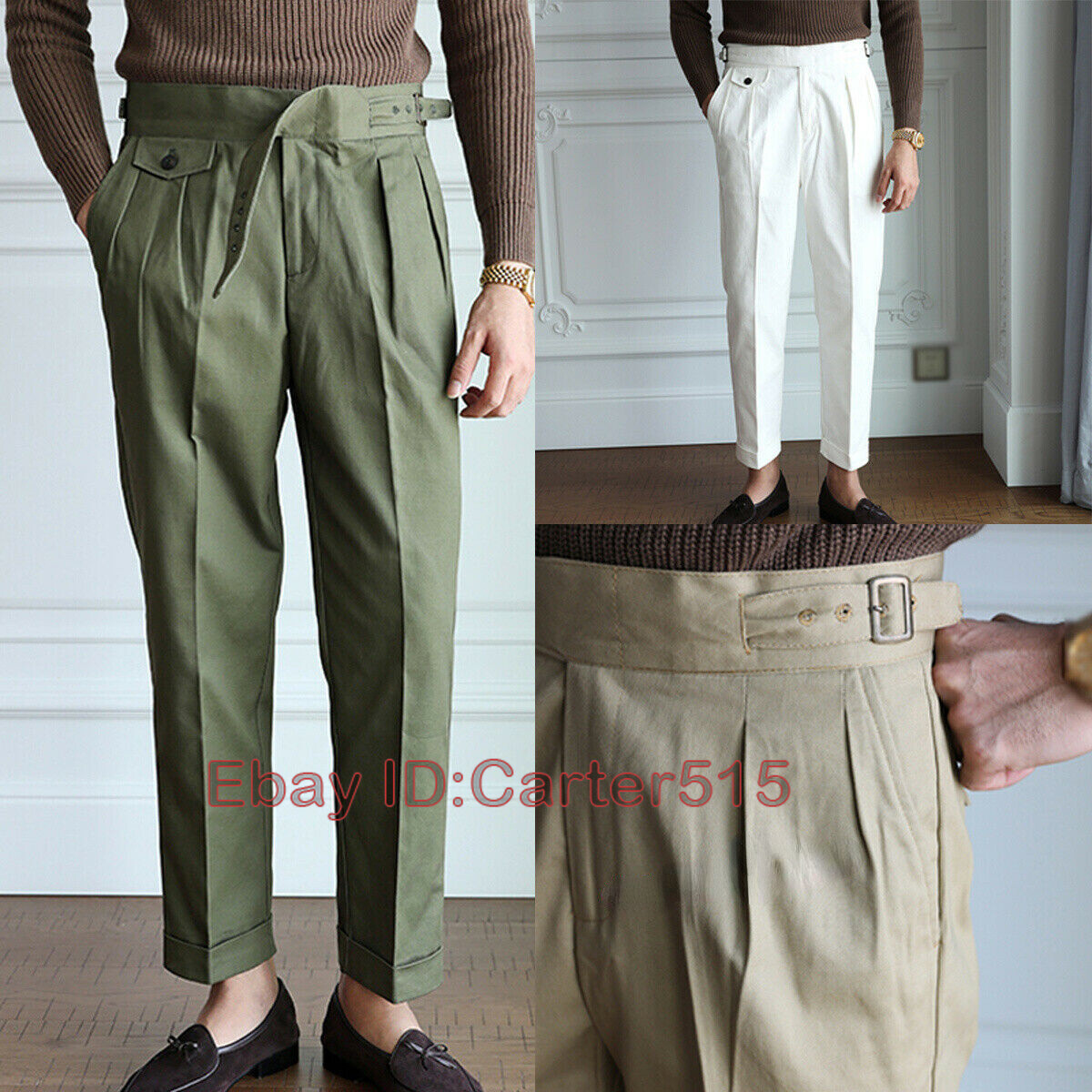 Retro Gurkha Pants Men's Casual Army Trousers Cotton Paris