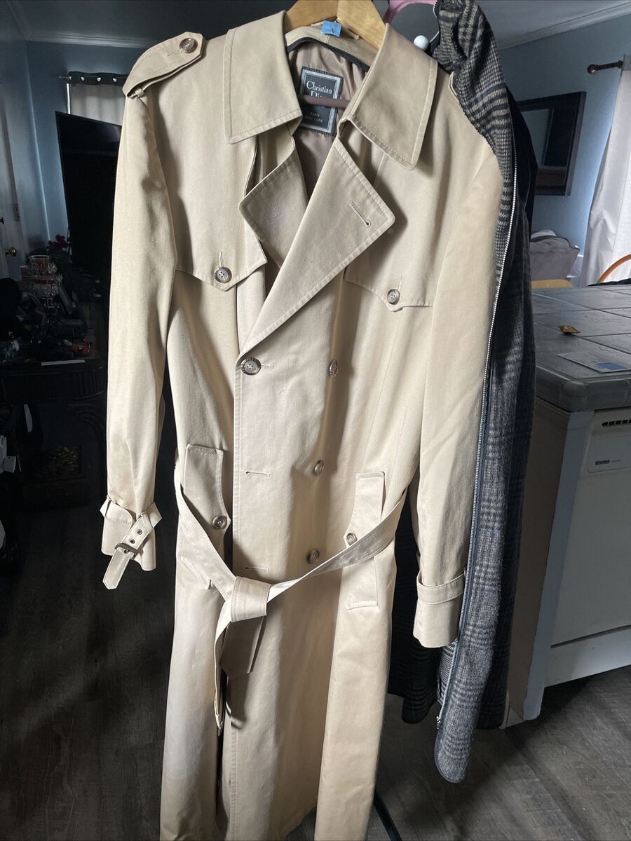 Vintage Christian Dior Monsieur Khaki Double Breasted Trench Vintage Christian Dior Monsieur Khaki Double Breasted Trench
