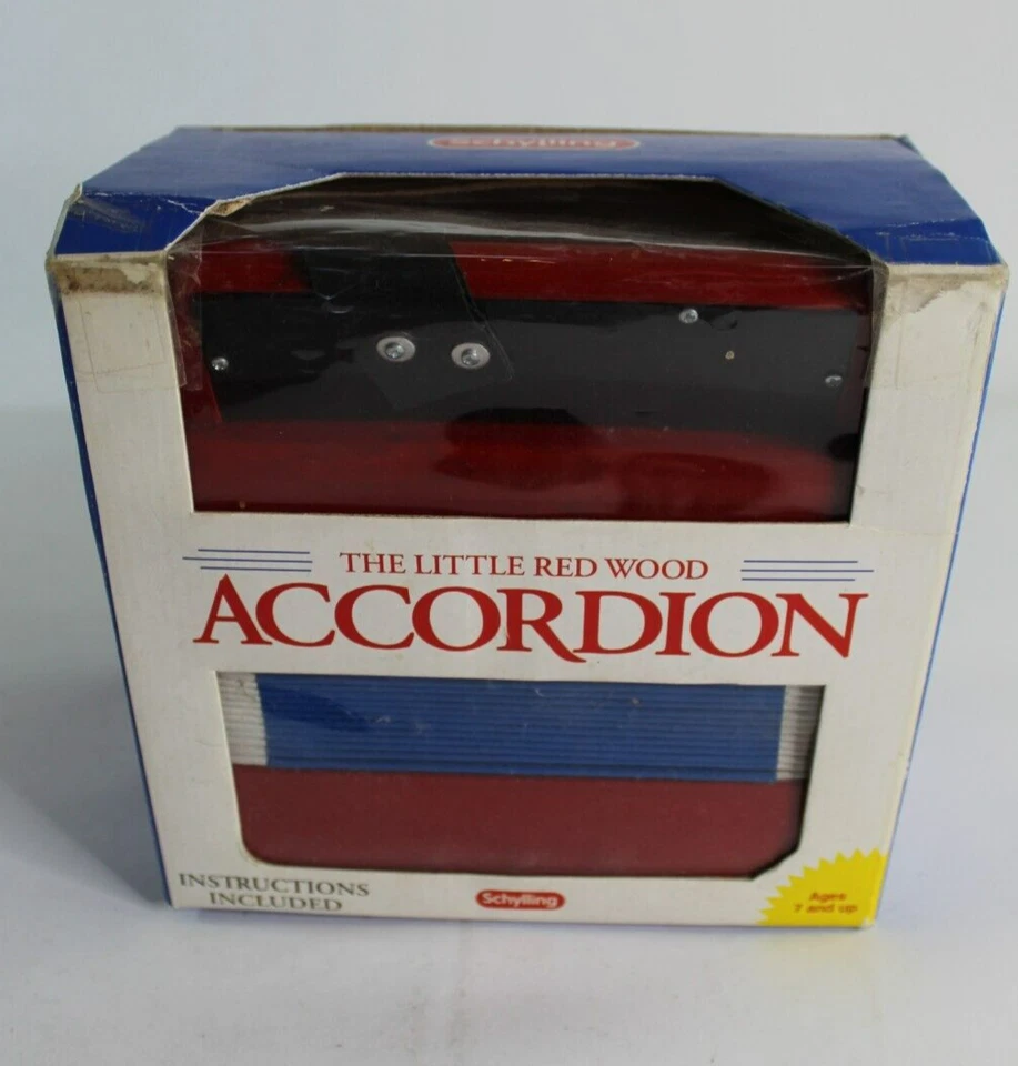2003 Schylling маленький красный аккордеон в коробке! 7 клавиш ПРОВЕРЕНО ИГРАЕТ ОТЛИЧНО Б/У В ОТЛИЧНОМ СОСТОЯНИИ - Изображение 2 из 4