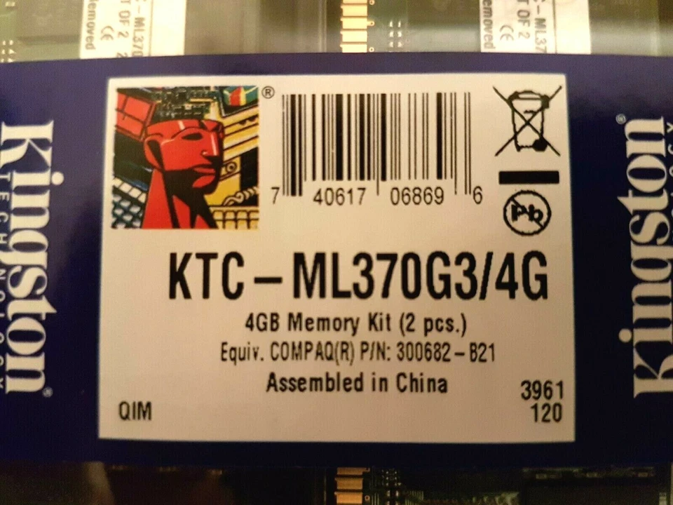 Kingston KTC-ML370G3/4G - NEW - 4 GB kit (2x 2GB), PC2100 (DDR-266) DIMM 184-pin - Image 2 of 3