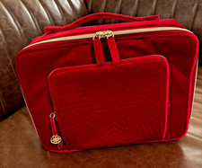 Estee Lauder 2023 Holiday Train Case Makeup bag Faux Red Velvet Stellar