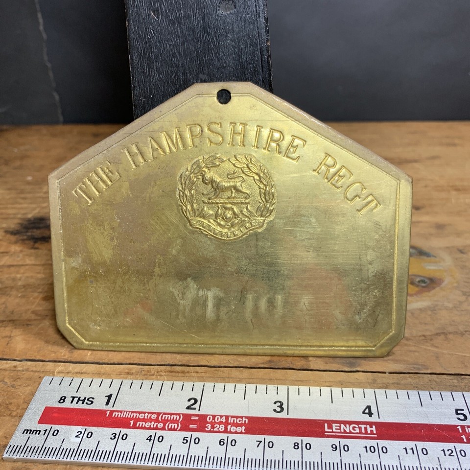 British Army Brass Bed Plate The Hampshire Regiment Badge DUTY eBay