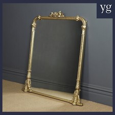 Antique Regency William IV 5ft Gilt Overmantle Mantelpiece Wall Mirror (c. 1835)