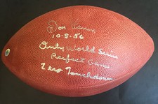Don Larsen Yankees signed official NFL Football auto INS WS PG agent holo COA