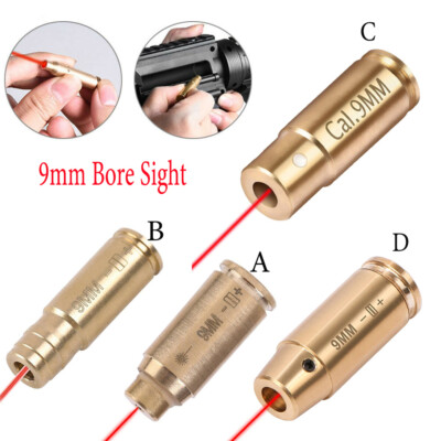 Brass CAL 9mm Red Laser Bore Sight Cartridge Bullet Shap Boresighter W/ Battery