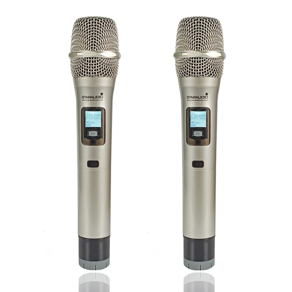2CH UHF Handheld Wireless Microphones System 2 Channel Frequency Karaoke DJ Mics - Image 3 of 4