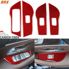 4Pcs Red Carbon Fiber Window Lift Switch Panel Cover For Benz GLE W167 2019-2024