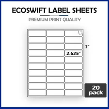 (600) 1 x 2 5/8 "EcoSwift" Laser Address Shipping Adhesive Labels 30 per sheet