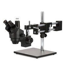 Microscopio zoom estéreo trinocular AmScope 7X-45X + soporte de brazo doble
