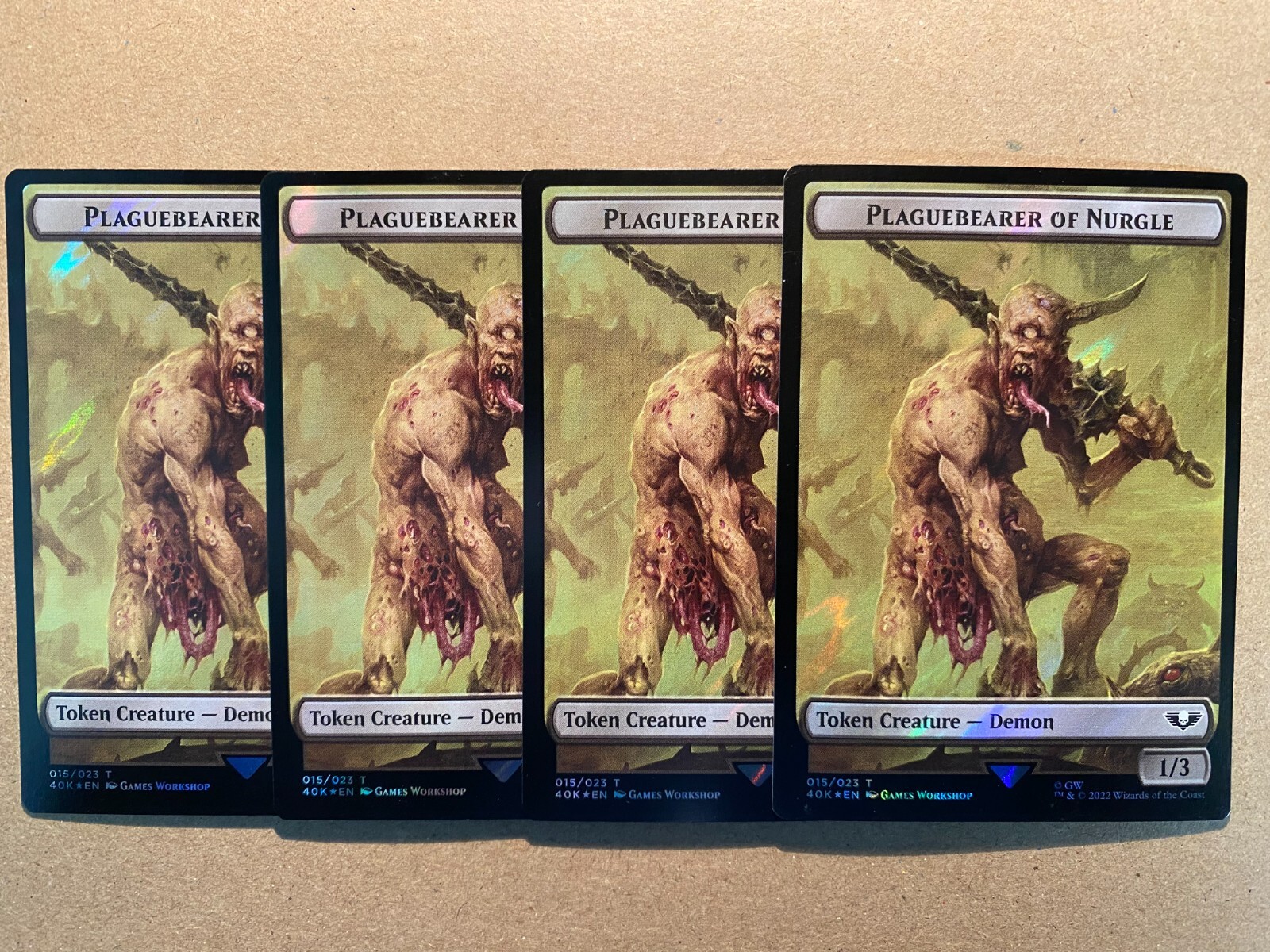 MTG 4x SURGE FOIL Plaguebearer of Nurgle Warhammer 40K Magic the Gathering x4 NM
