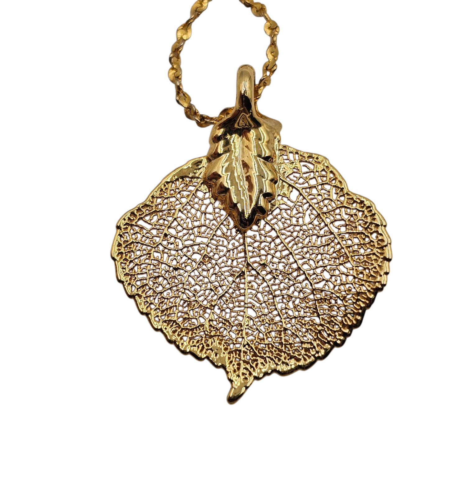 Gold Dipped Leaf Pendant Necklace - image 3