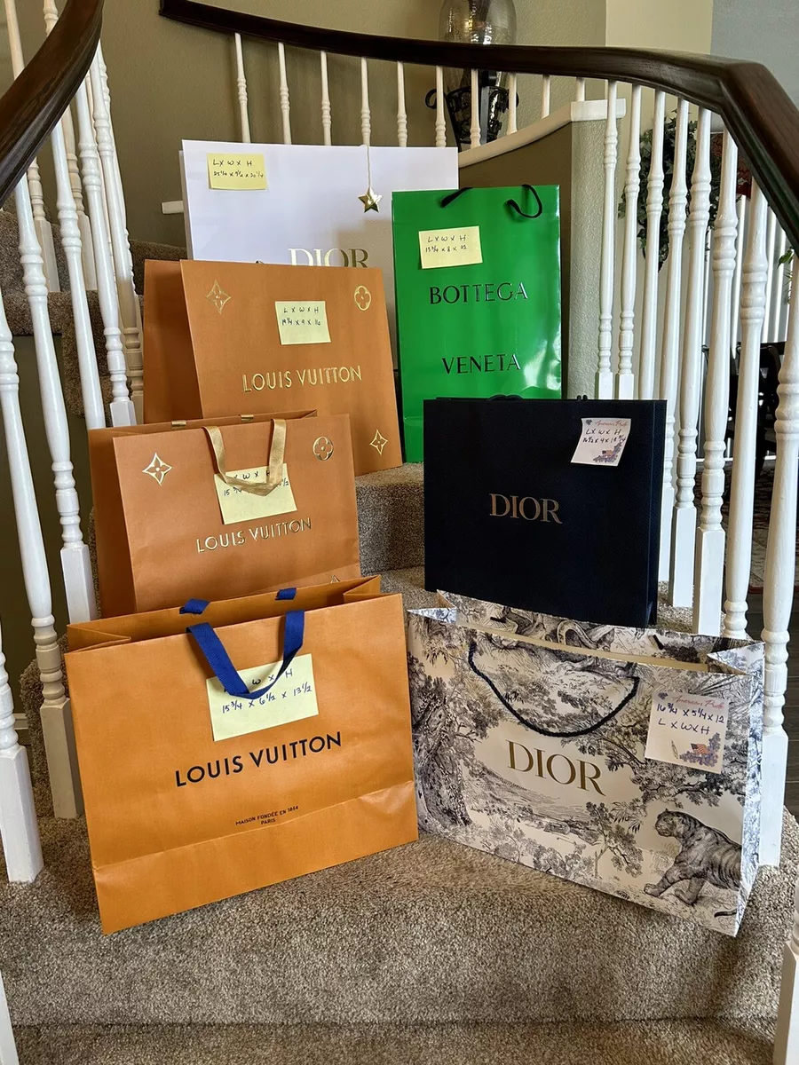 Lot of Seven Designer Paper Shopping bags Bottega Veneta, Dior, Louis  Vuitton